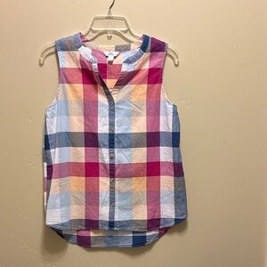 Croft & Barrow Multicolor Plaid Sleeveless Blouse